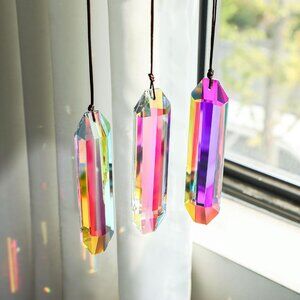 3 PCS 5" Large Crystal Suncatcher Prisms Window Light Reflecting Rainbow Makers